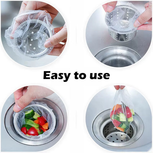 10/30/50/100Pcs Kitchen Anti-Clogging Sink Filter Mesh Pots Sewer Dishes Vegetables Washing Drain Residue Garbage Bag Strainers